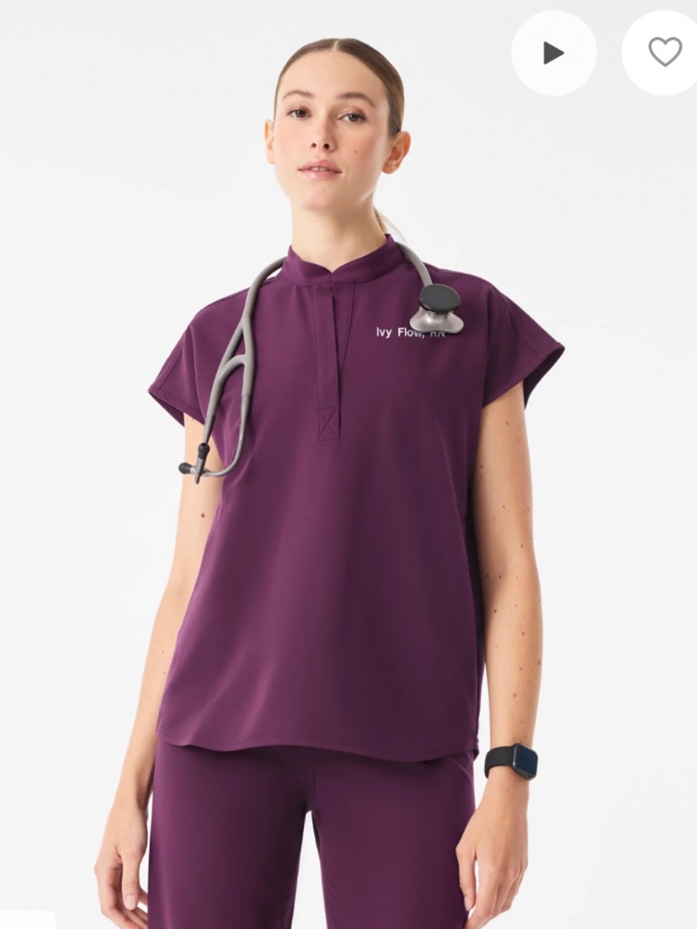 Figs Deep Purple Rafaela Scrub Top